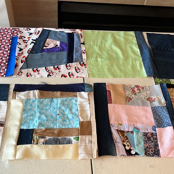 New, Handmade/Hand Cut by Me, Set of Ten, 10 1/4” Scrap Quilt Blocks, Recycling - Picture 3 of 5